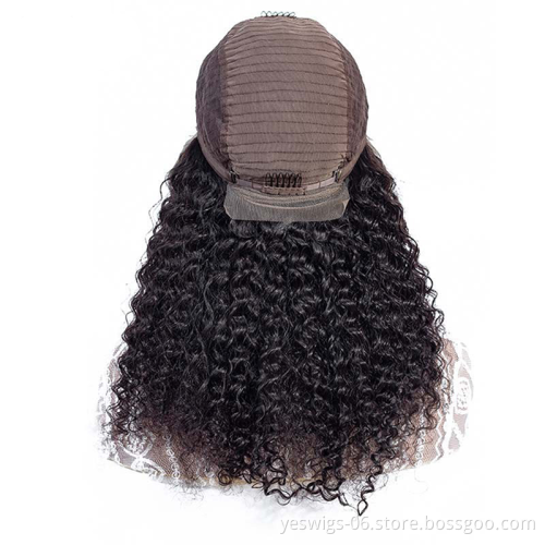 Good Quality Peruvian Virgin Human Hair Wig 150% 180% 200% Density Wholesale 4X4 Kinky Curly Lace Closure Wigs For Black Women